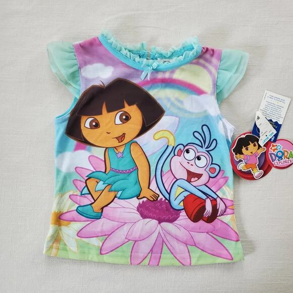 Y2k New Dora & Boots PJ Top 4t - Picture 1 of 10